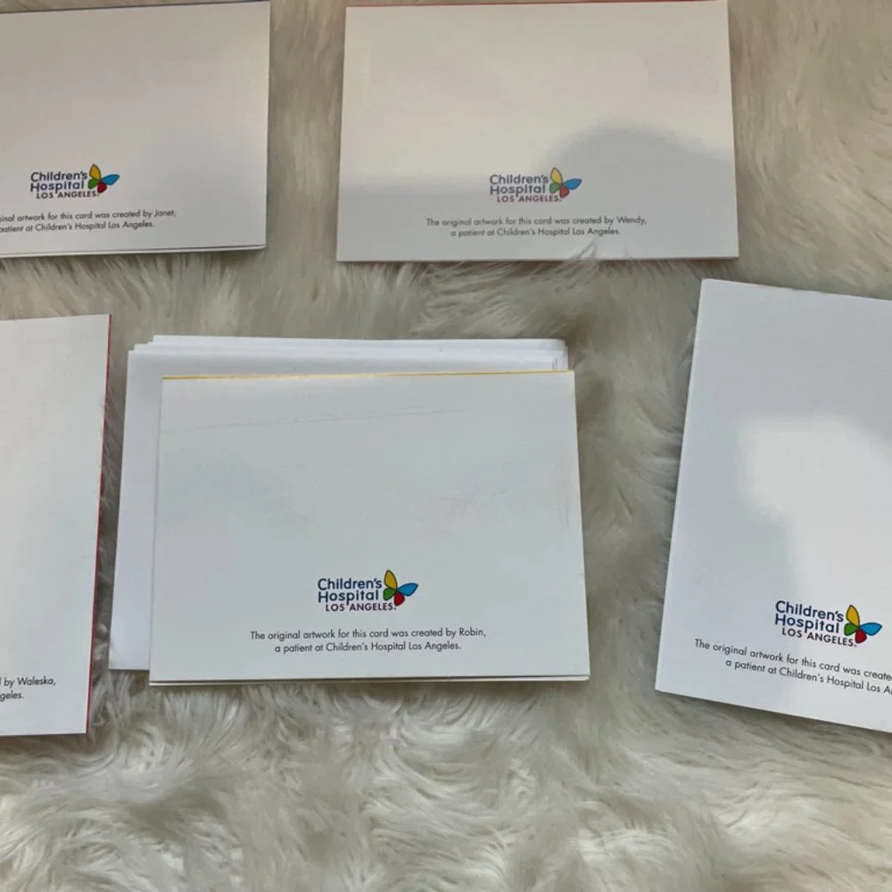 5 Children's ART Holiday cards with white envelopes blank inside